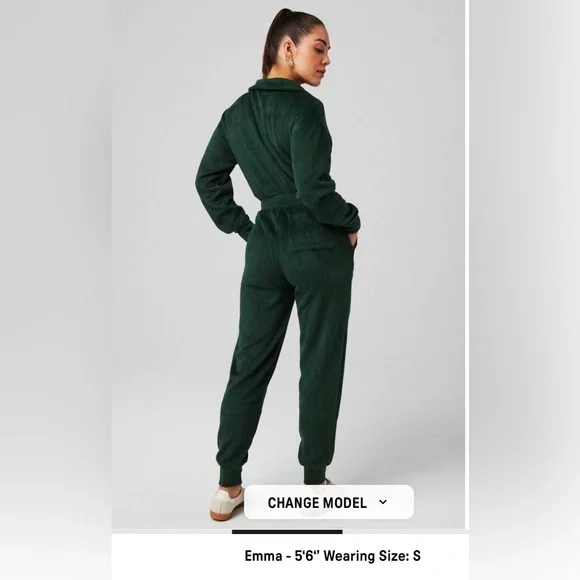 Fabletics cozy emerald green jumpsuit - Picture 2 of 6